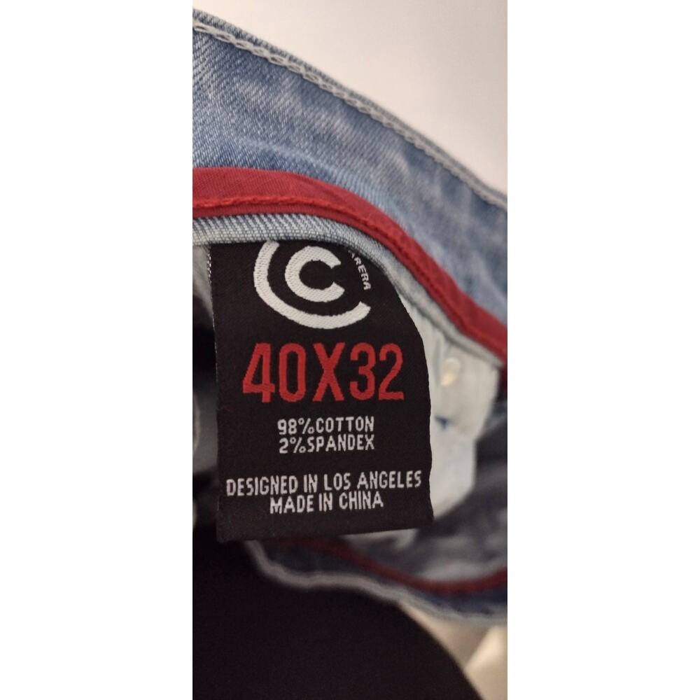 Vintage Y2K Denim Jeans Christian Carera  40 x 32 Distressed Light Wash - Picture 15 of 16
